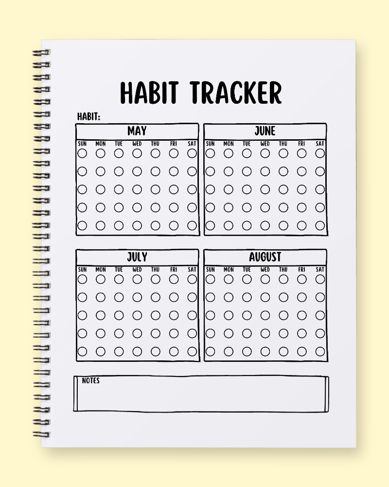 Four-Month Visual Habit Tracker & Goal Planner