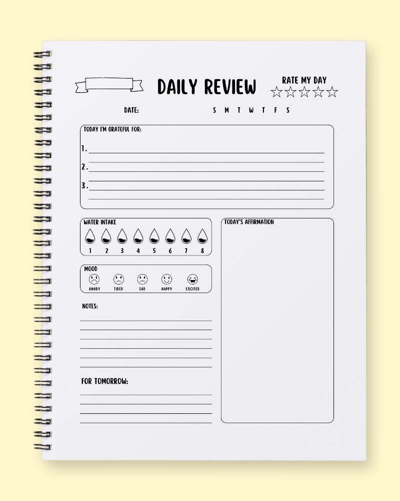 Daily Reflection & Well-being Journal Page