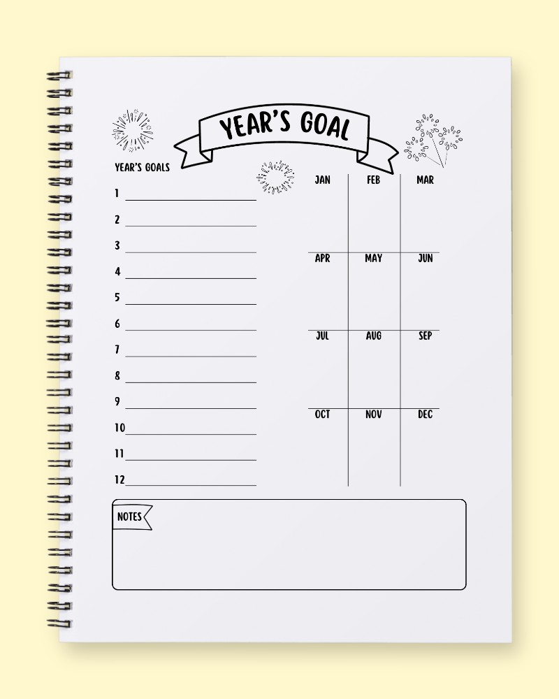 Year's Goals Planner: Map Your 12-Month Roadmap to Success