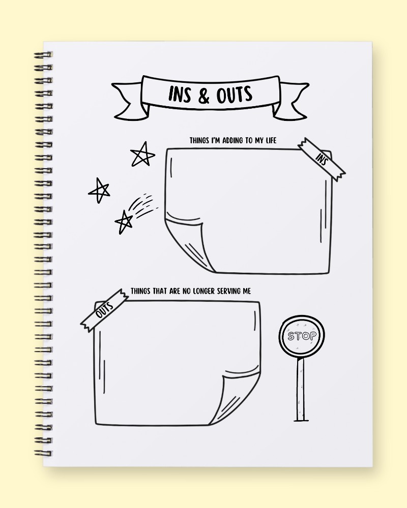 Ins and Outs Journal Page: Reset Your Mindset and Protect Your Peace