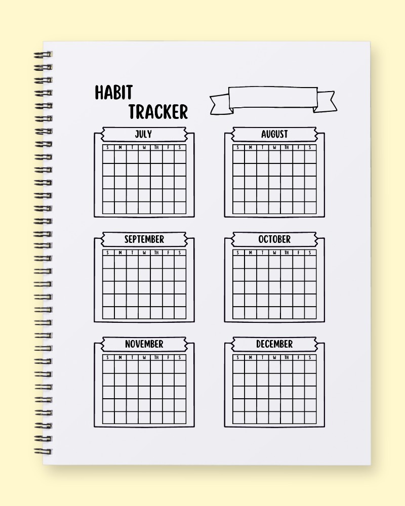 6-Month Visual Habit Tracker Journal Page
