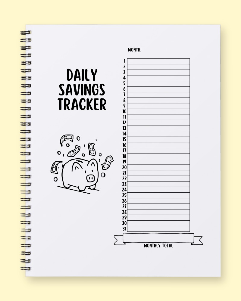 Daily Savings Piggy Bank Journal