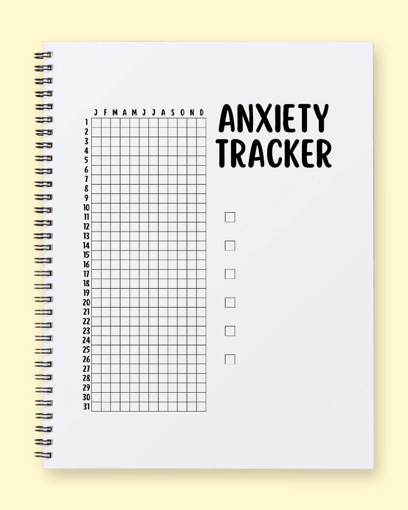 Monthly Anxiety Tracker Journal Page