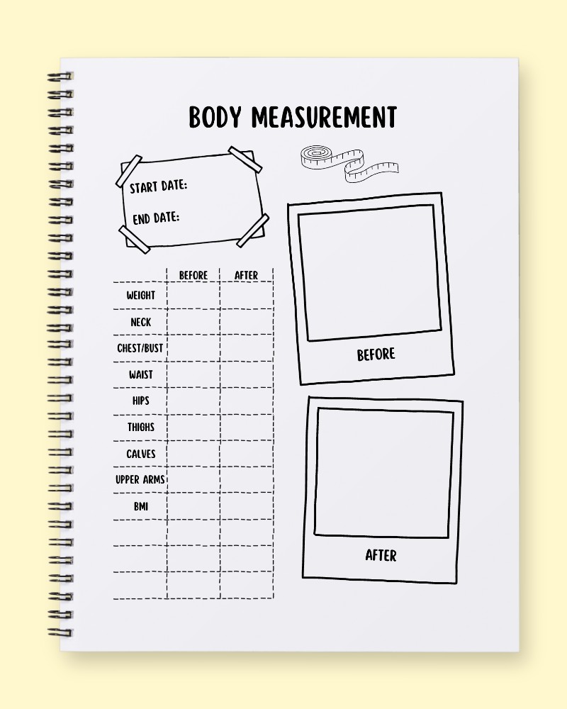Body Transformation Tracker Journal Page