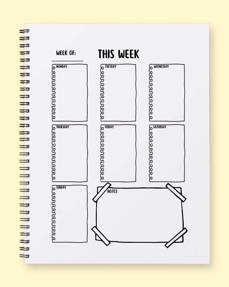 Charming Weekly Task & Thought Tracker