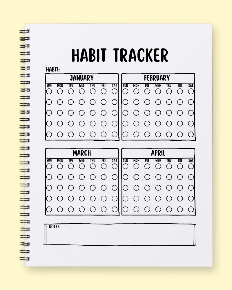 Quarterly Focus Habit Tracker & Journal Page